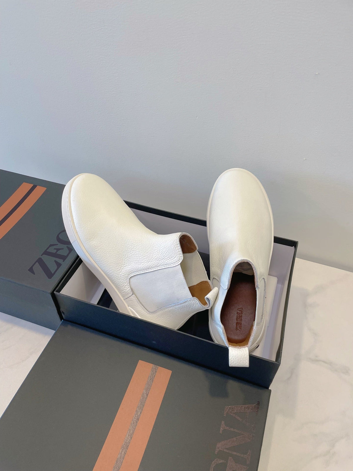 Zegna COUTURE Triple Stitch Leather Sneakers