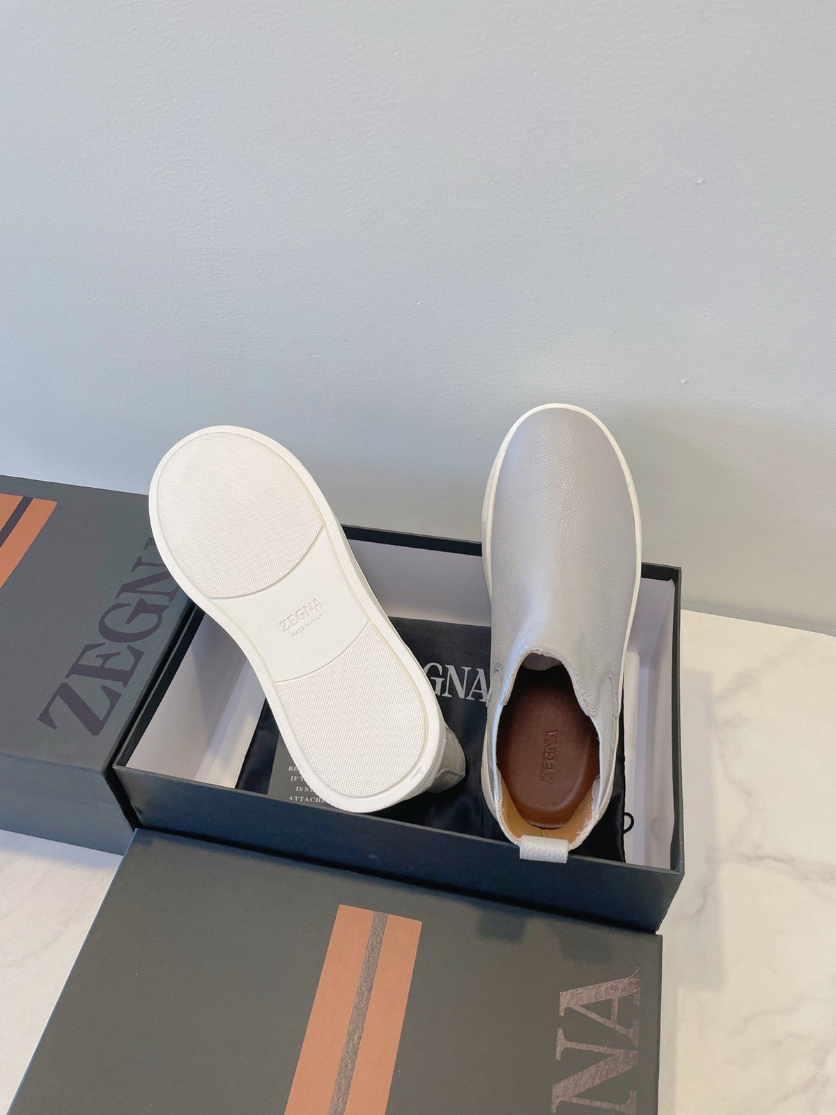 Zegna COUTURE Triple Stitch Leather Sneakers