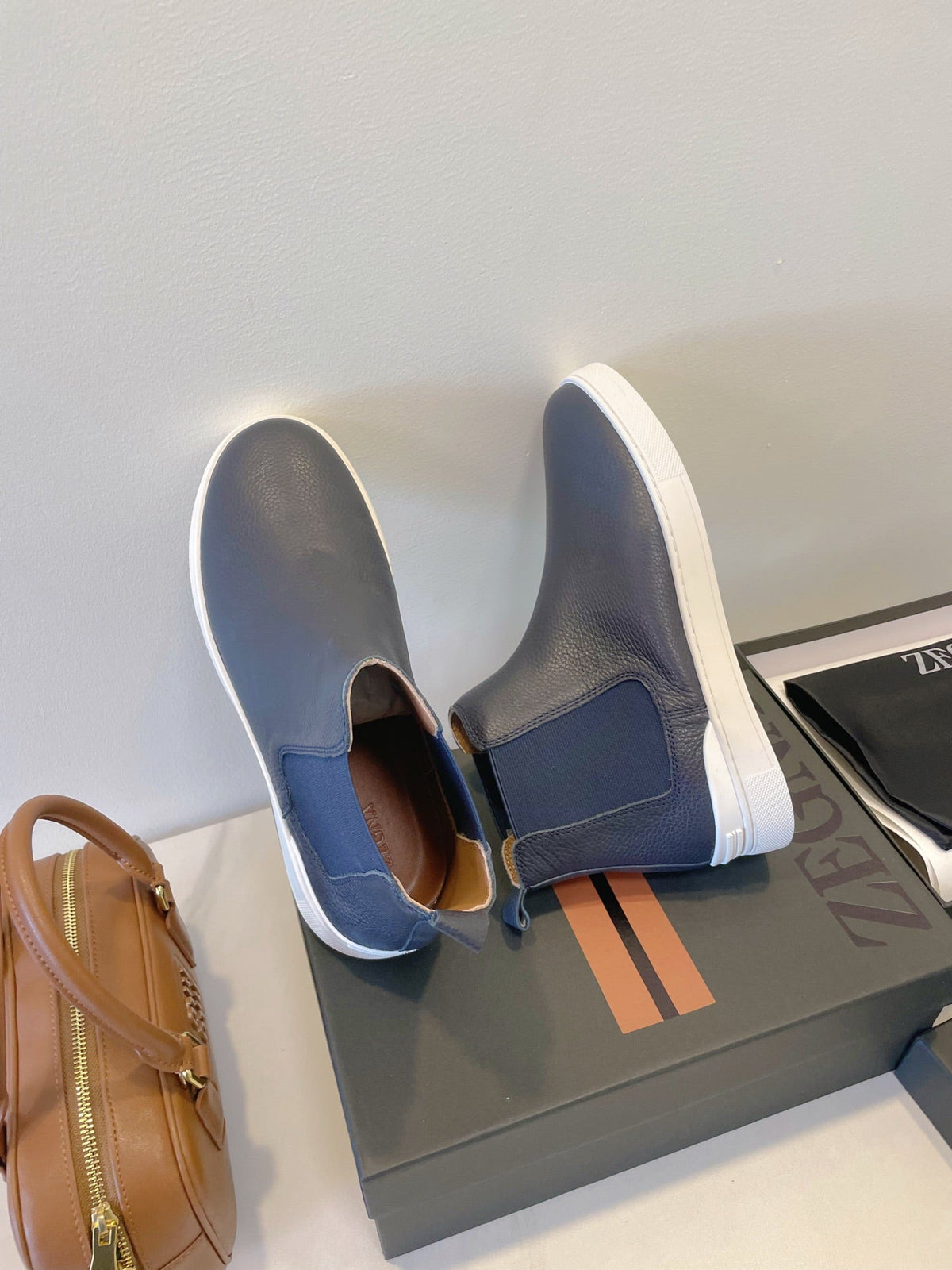 Zegna COUTURE Triple Stitch Leather Sneakers
