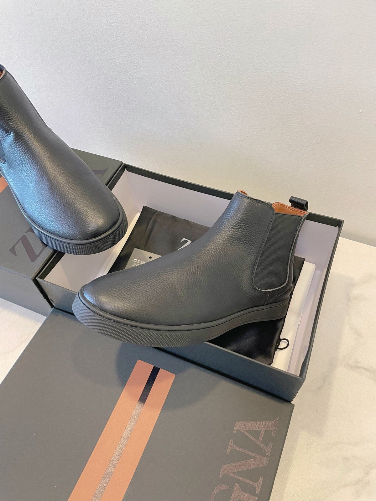 Zegna COUTURE Triple Stitch Leather Sneakers