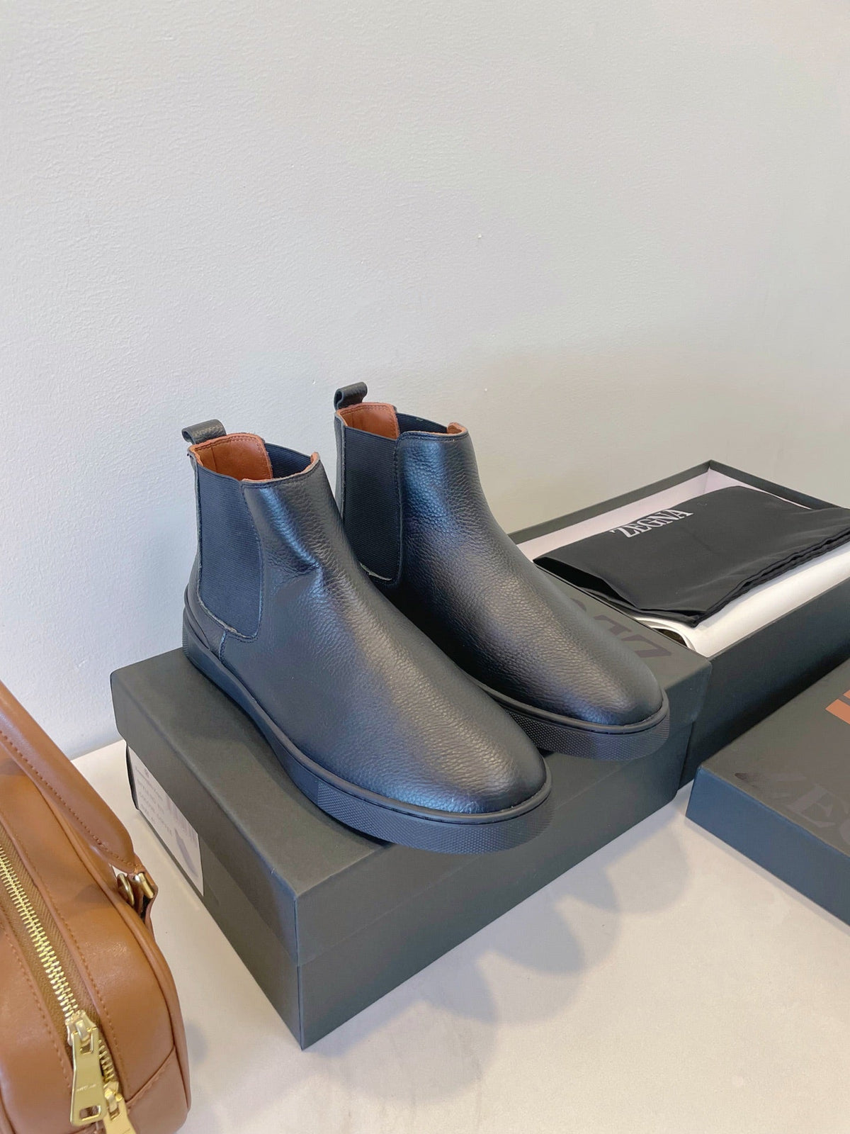 Zegna COUTURE Triple Stitch Leather Sneakers