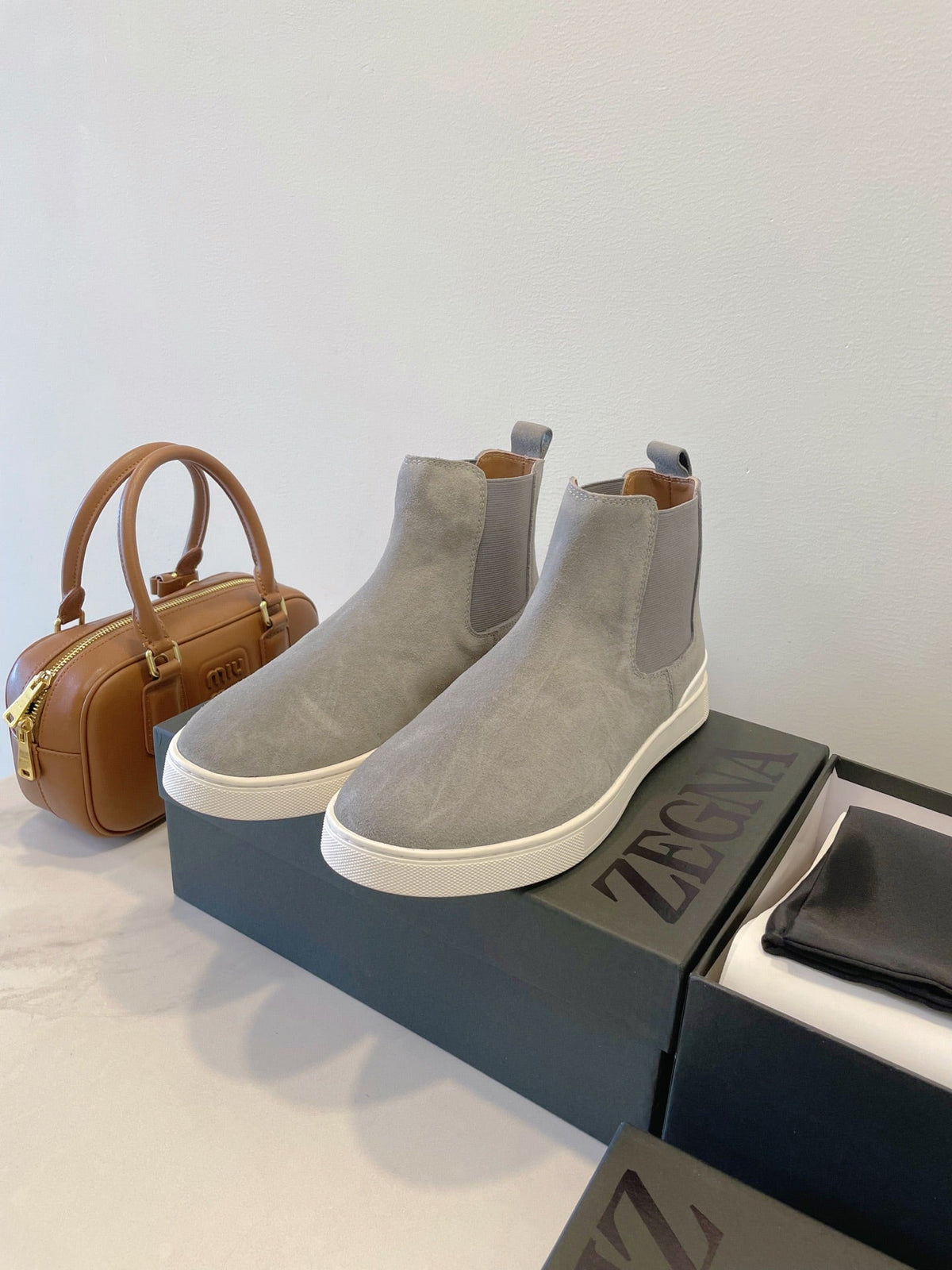 Zegna COUTURE Triple Stitch Leather Sneakers