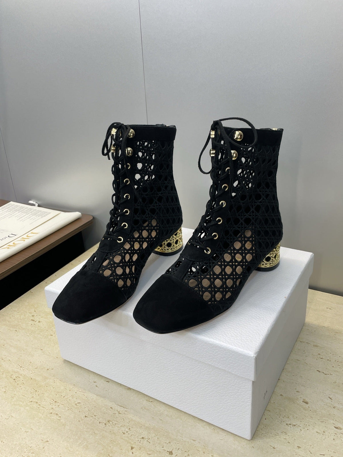 Dior D-Lcon Embroidered Ankle Boots – 2025FW