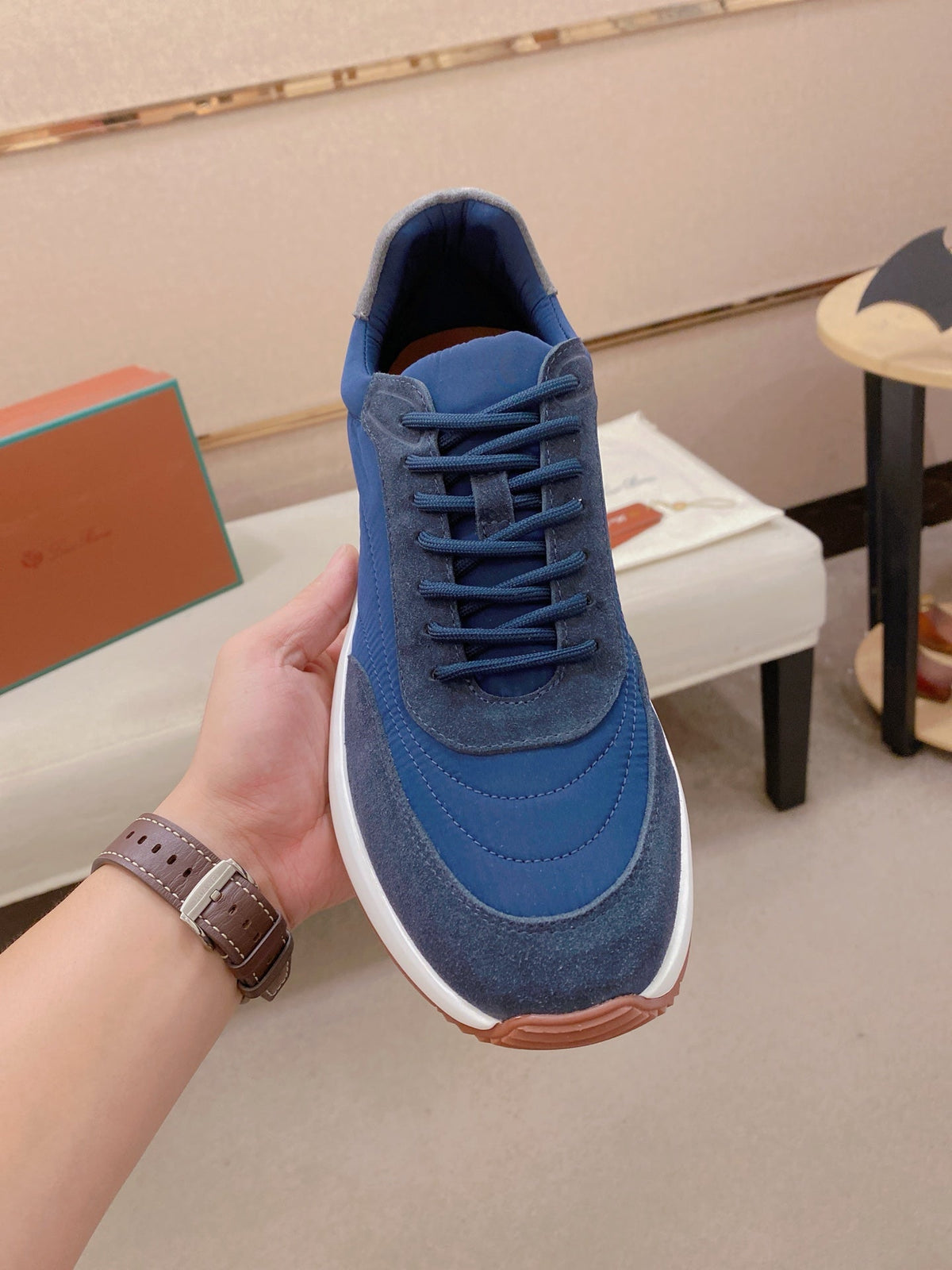 Loro Piana Men's Wind Fiber Knit Running Sneakers