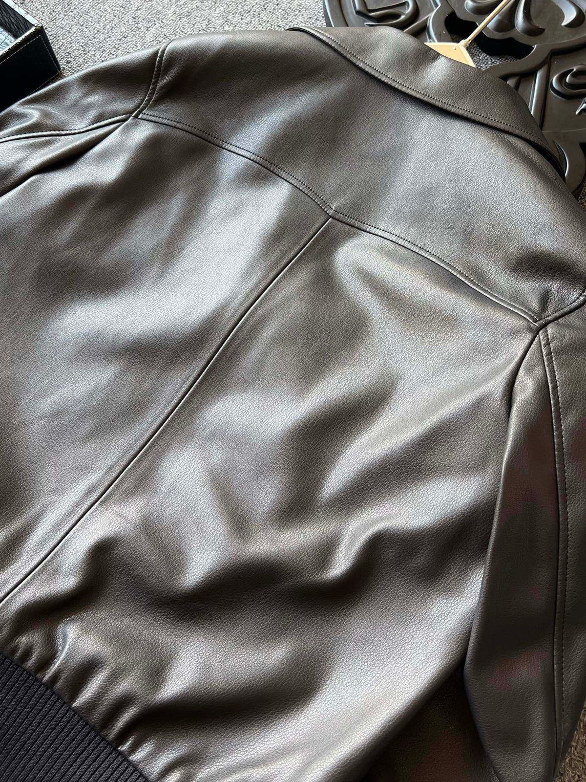 Zegna Padded Sheepskin Collared Leather Jacket