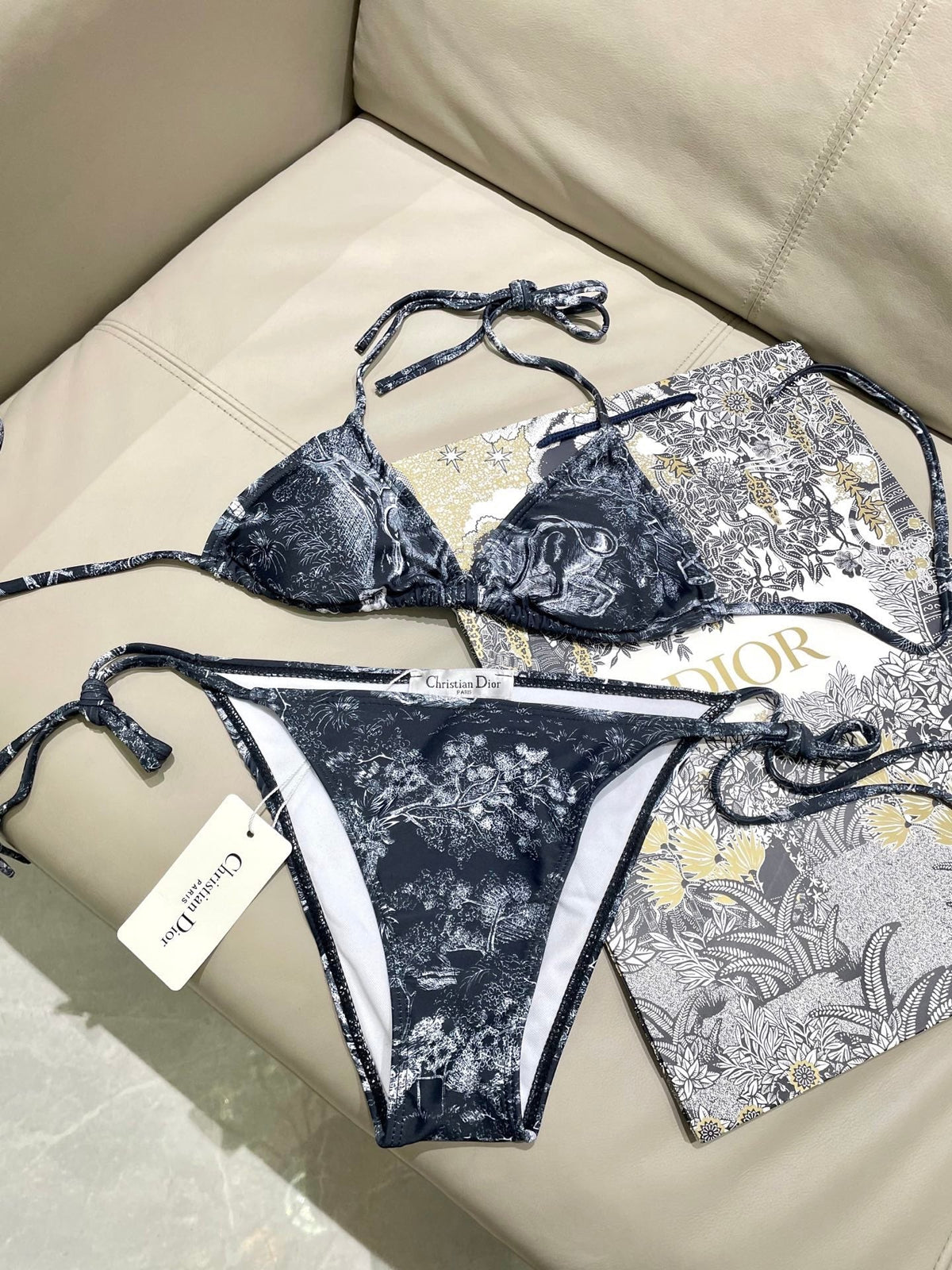 Dior New Collection Animal Print Three-Piece Swimwear Set