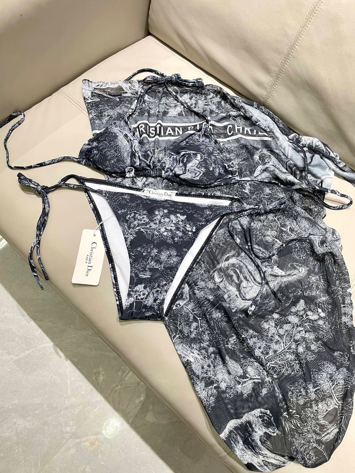 Dior New Collection Animal Print Three-Piece Swimwear Set