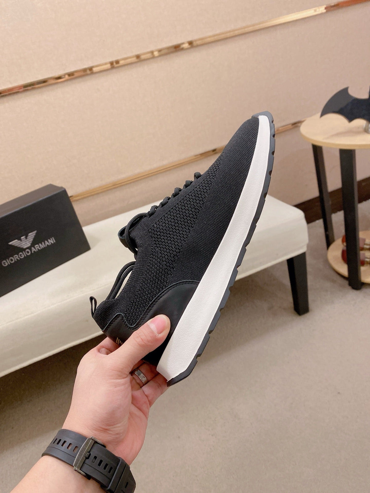 Armani Official Synchronized Knit Sneakers