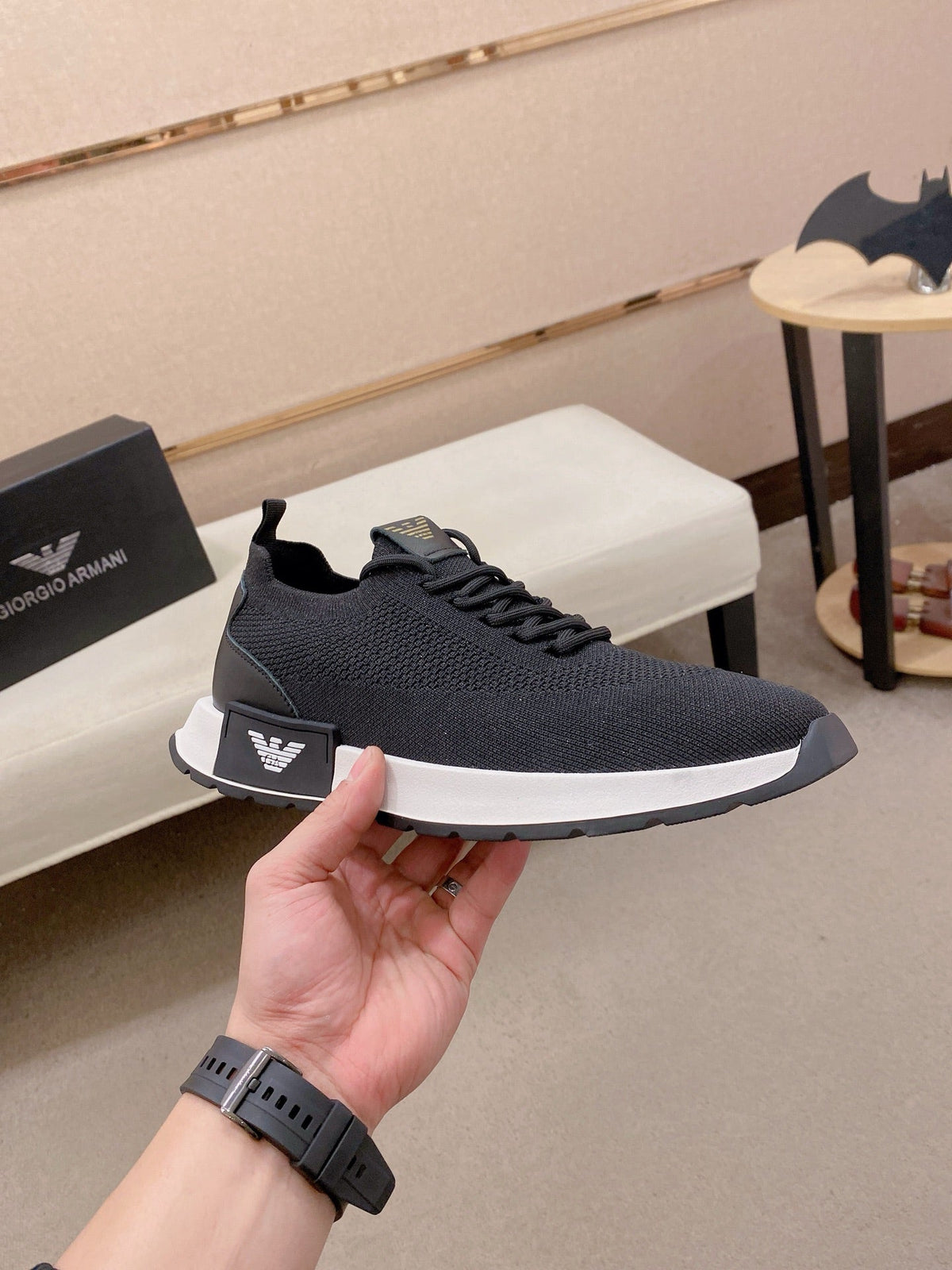 Armani Official Synchronized Knit Sneakers