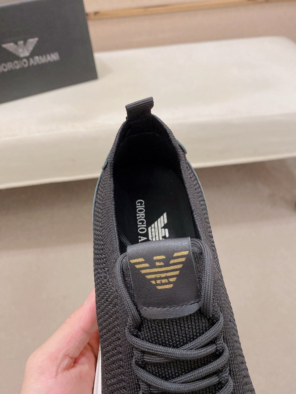 Armani Official Synchronized Knit Sneakers