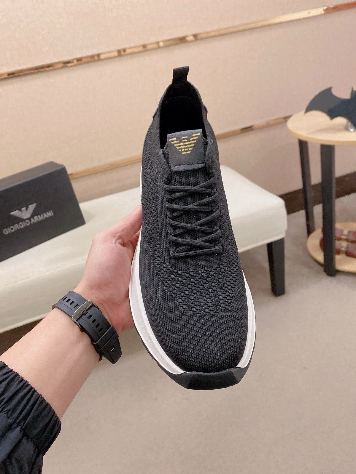 Armani Official Synchronized Knit Sneakers