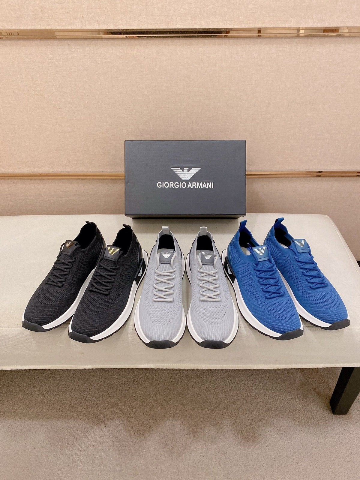Armani Official Synchronized Knit Sneakers