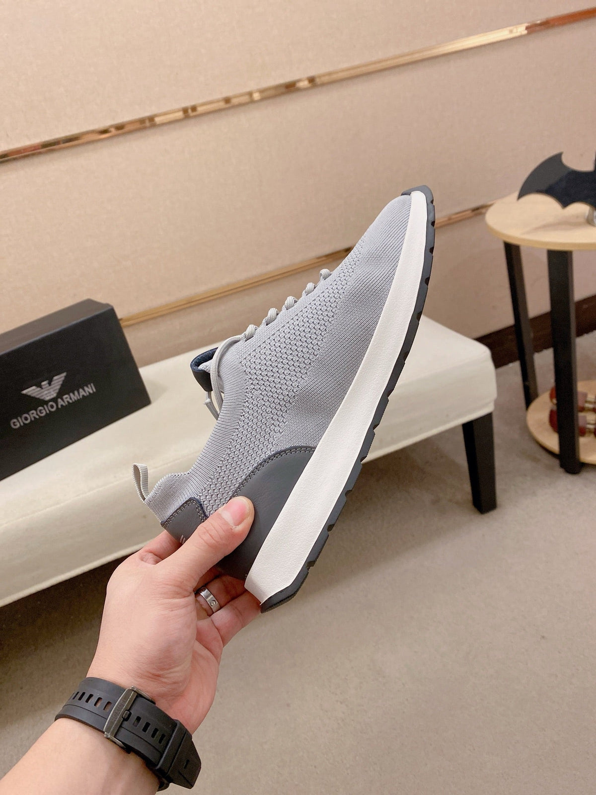 Armani Official Synchronized Knit Sneakers