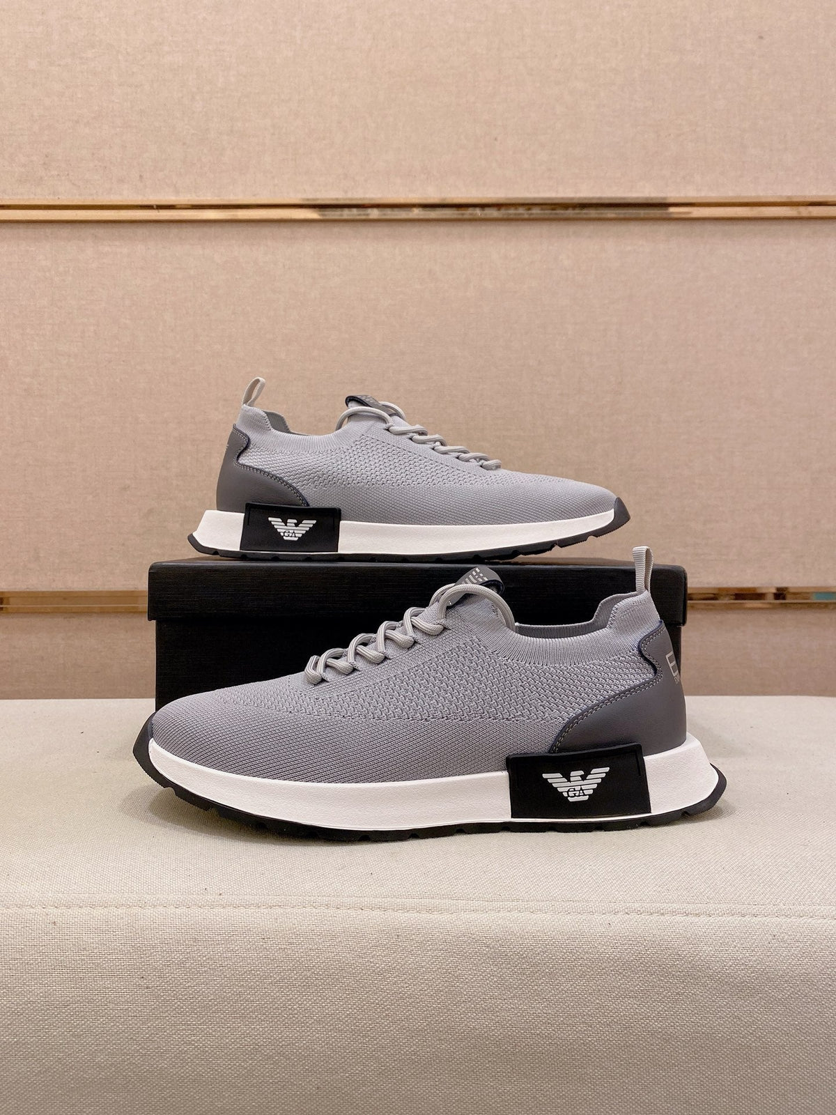 Armani Official Synchronized Knit Sneakers