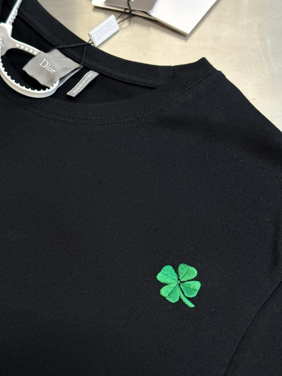 Dior Clover Embroidery Short-Sleeve T-Shirt