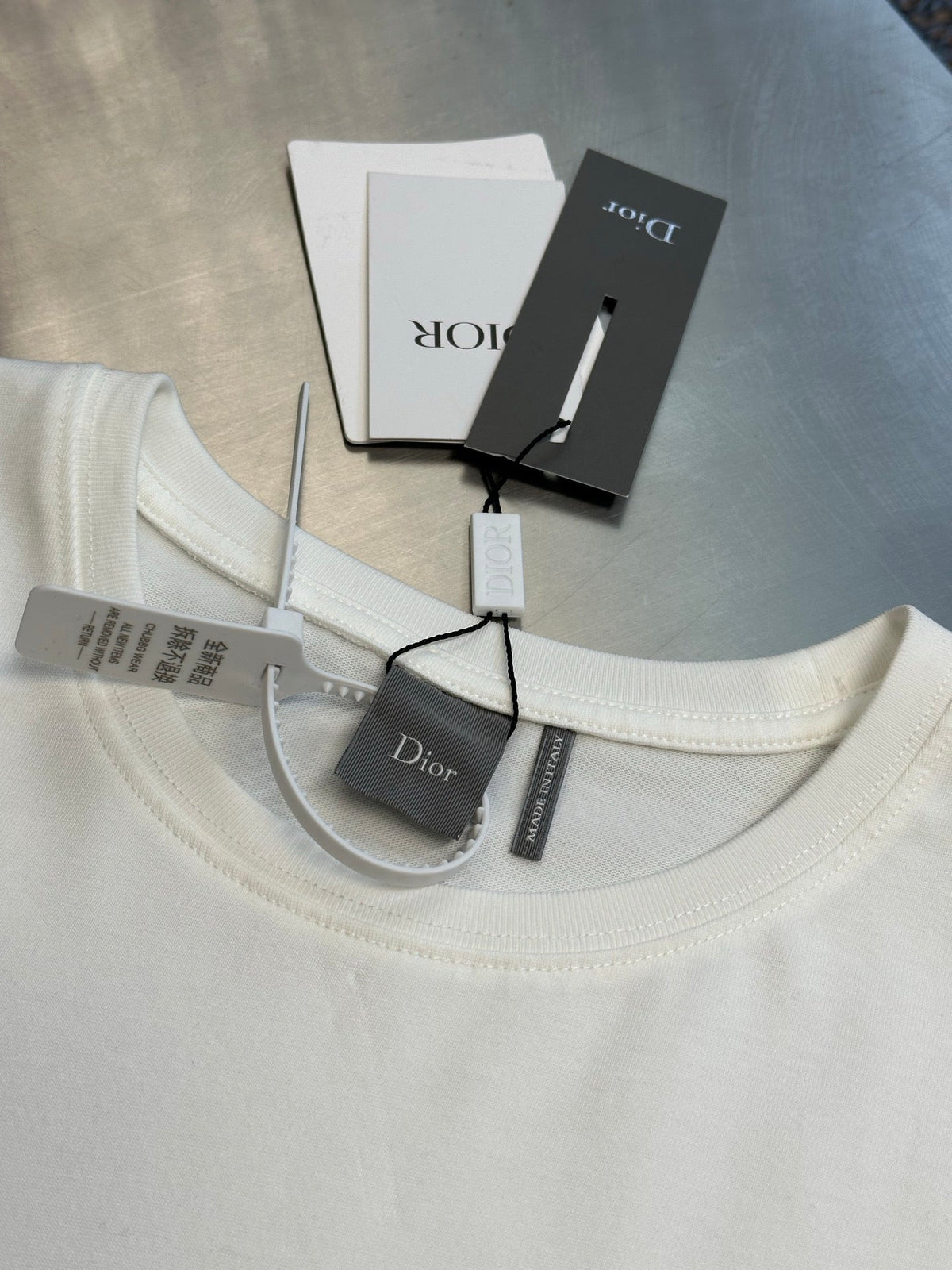 Dior Clover Embroidery Short-Sleeve T-Shirt