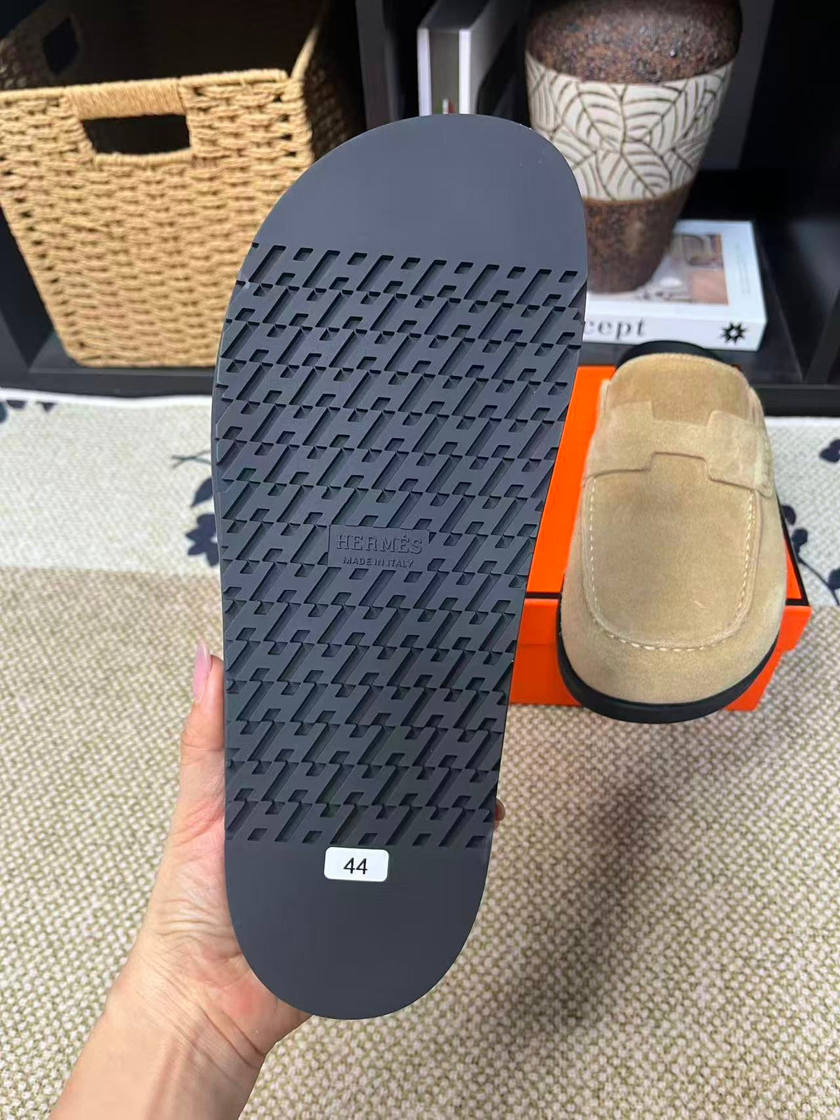 Hermès Suede Calfskin Chunky Mules