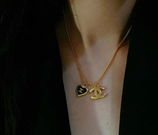 18K Chanel Black Heart Necklace