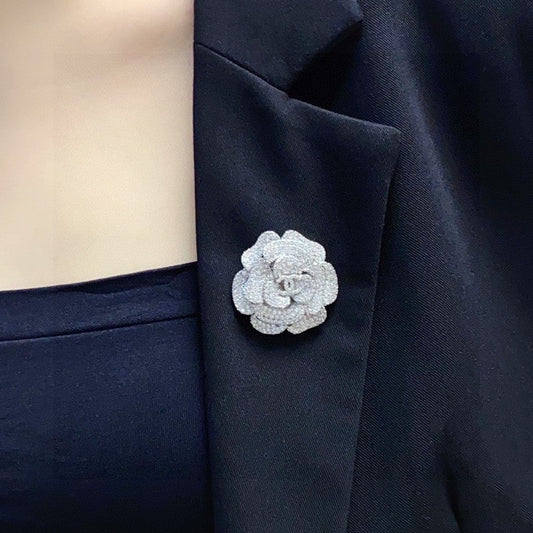 18K Chanel Full Diamond Camellia Brooch