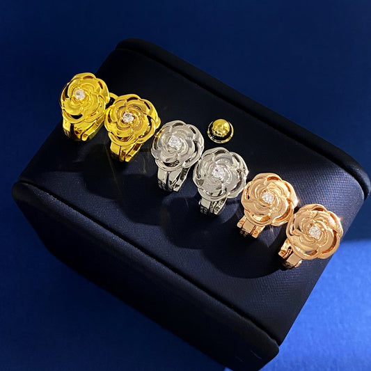 18K Chanel Camellia Earrings