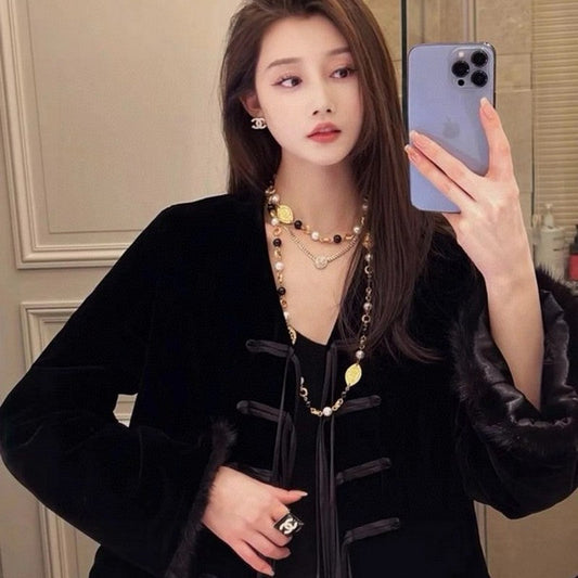18K Chanel Long Black & White Pearls Necklace