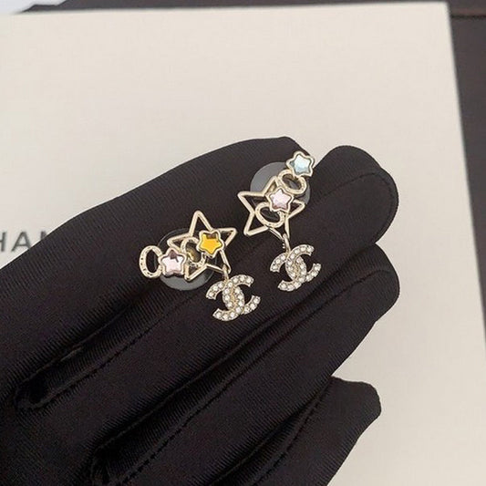 18K Chanel Color Crystal Star Earrings
