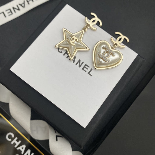 18K Chanel Heart & Star Earrings