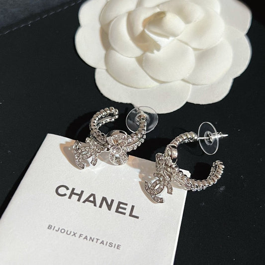 18K Chanel Diamond Pendant Earrings