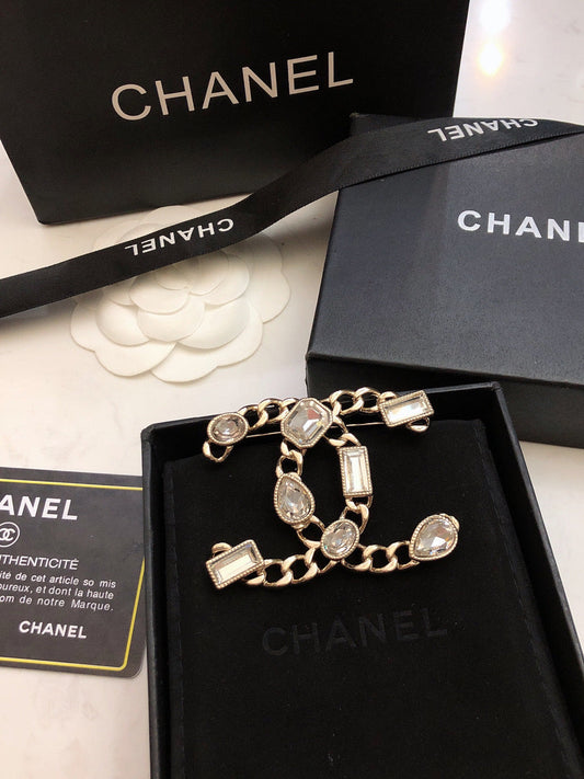 18K Chanel Crystals Strass Brooch