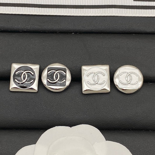 18K Chanel Black & White Square Gold Earrings