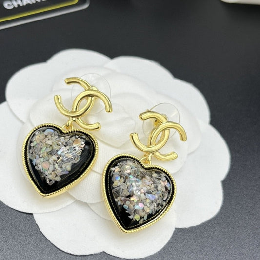 18K Chanel Multi-Color Crystals Heart Earrings