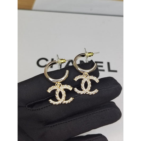 18K Chanel Diamond Pendant Earrings
