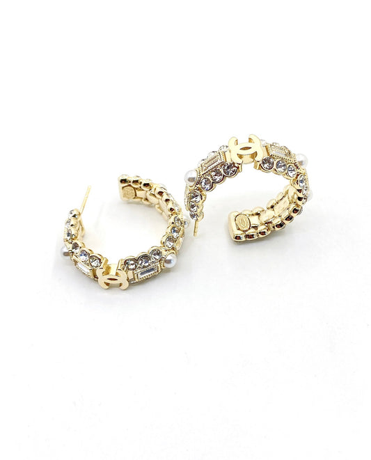 18K Chanel Crystals Circle Earrings