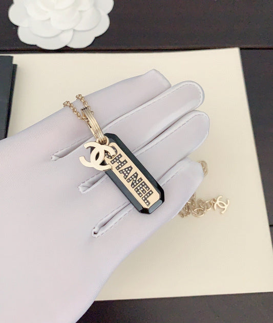 18K Chanel Black Plate Chain Necklace