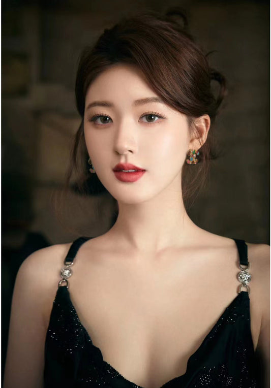 18K Chanel Multi-Color Crystals Earrings