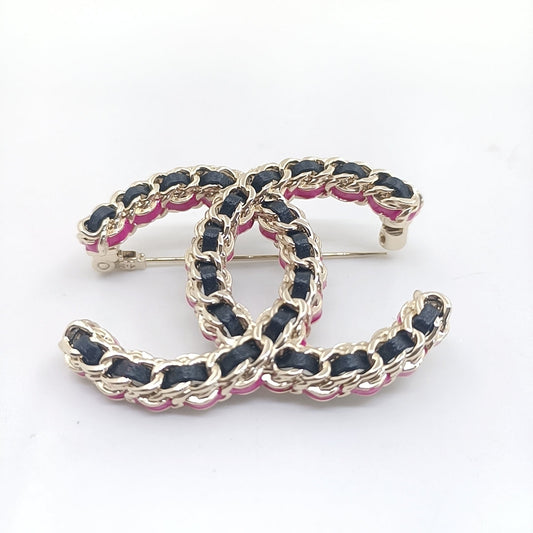 18K Chanel Leather Pink Brooch