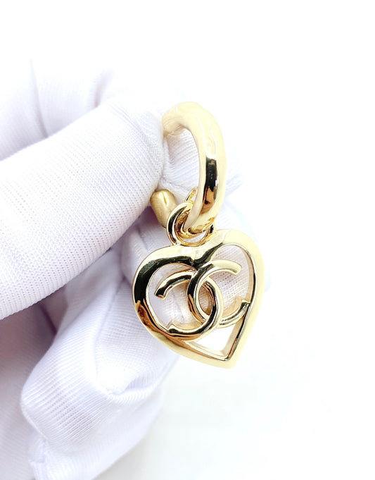 18K Chanel Heart Pendant Earrings