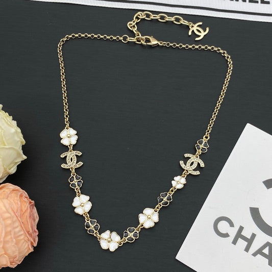 18K Chanel Black & White Camellia Necklace