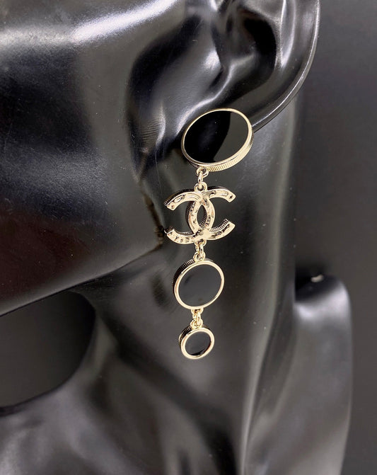 18K Chanel Black Crystals Earrings