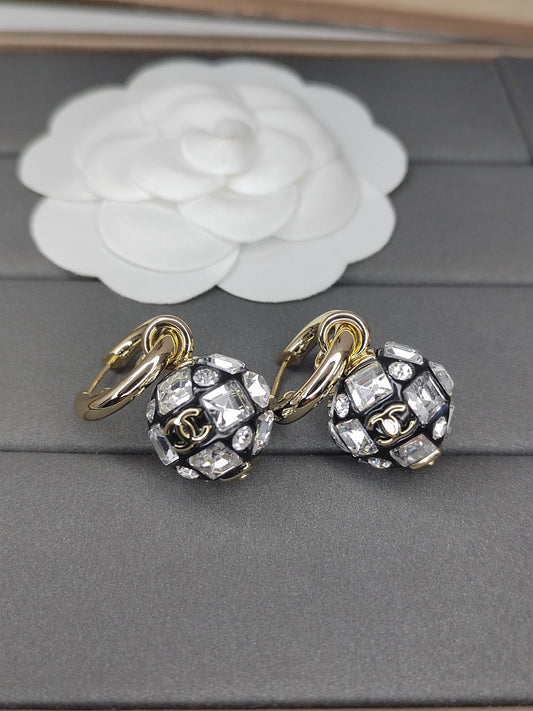 18K Chanel Ball Crystals Earrings