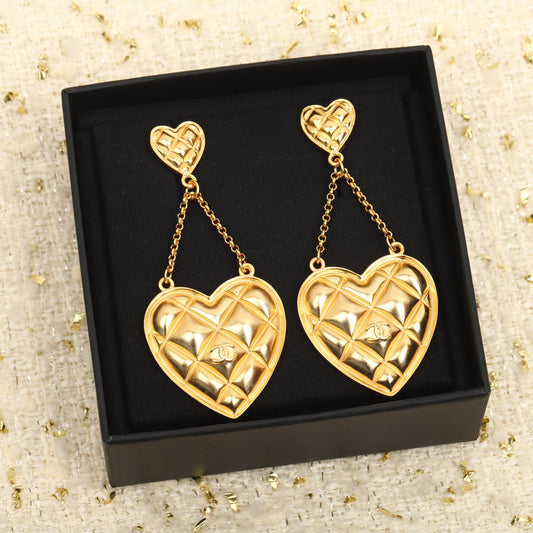 18K Chanel Coco Crush Heart Pendant Earrings