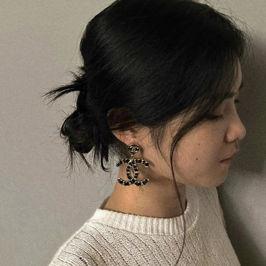 18K Chanel Leather Gold Earrings
