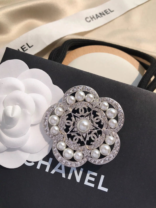 18K Chanel Camellia Pearls Brooch
