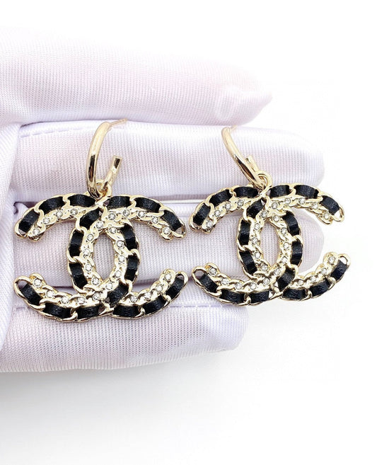 18K Chanel Leather Earrings