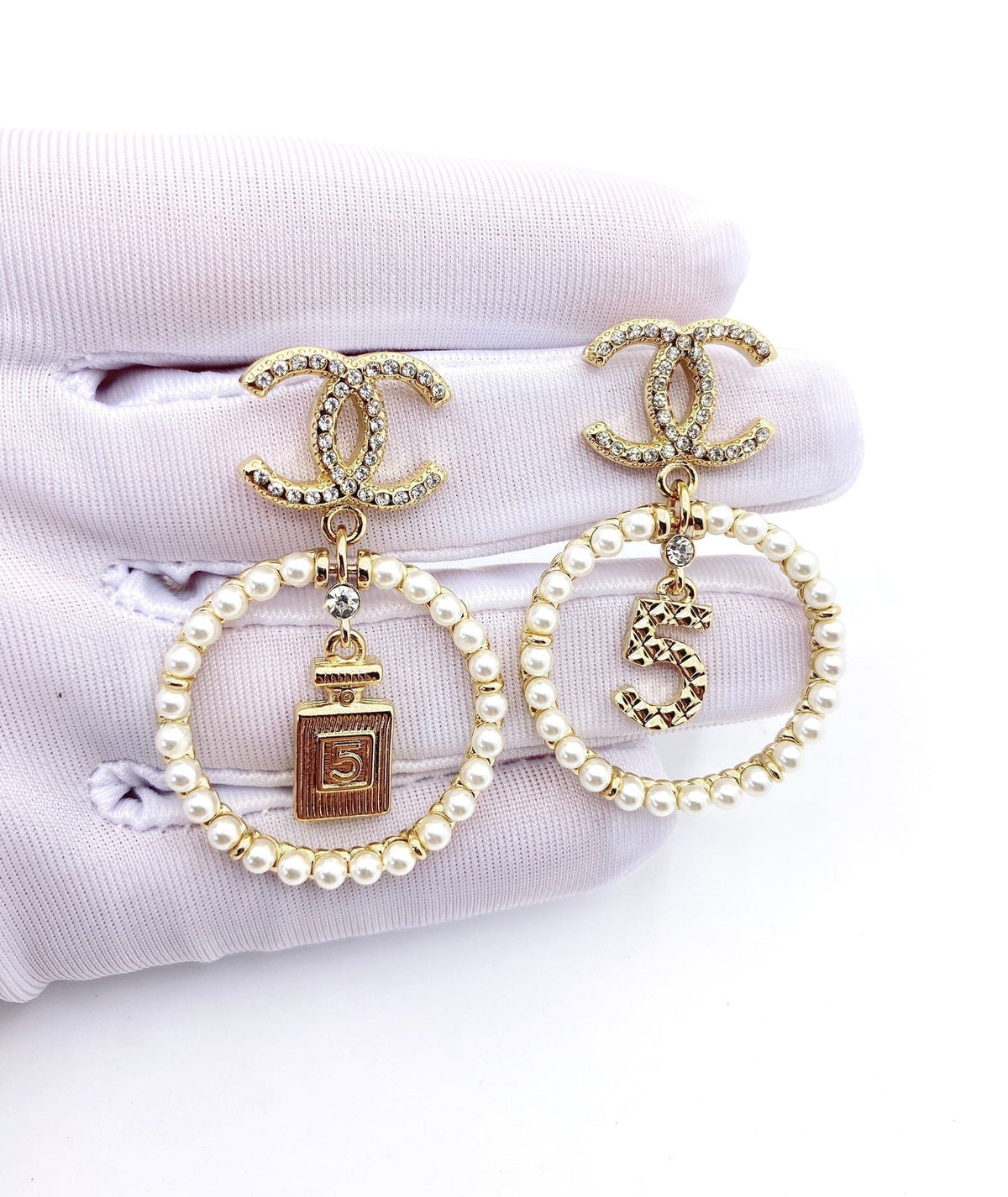 18K Chanel No.5 Perfume Bottle Earrings