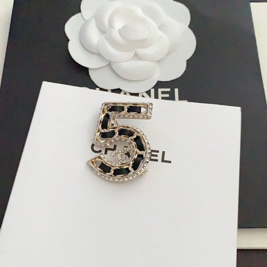 18K Chanel No.5 Leather Diamond Brooch