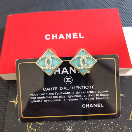 18K Chanel Blue Resin Earrings