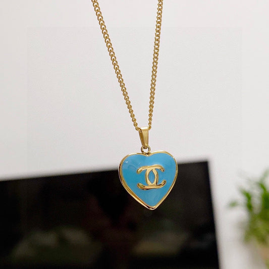 18K Chanel Blue Heart Necklace