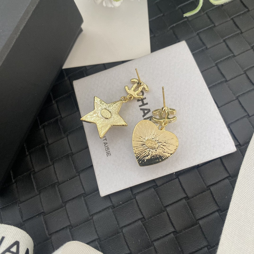 18K Chanel Heart & Star Earrings