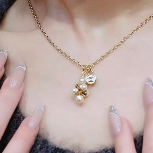 18K Chanel 26P Grape Pearl Gold Necklace